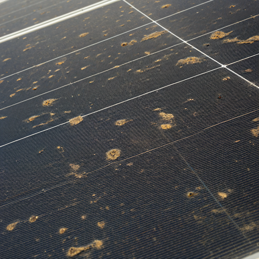 Panel solar sucio con polvo acumulado reduciendo eficiencia fotovoltaica en CDMX